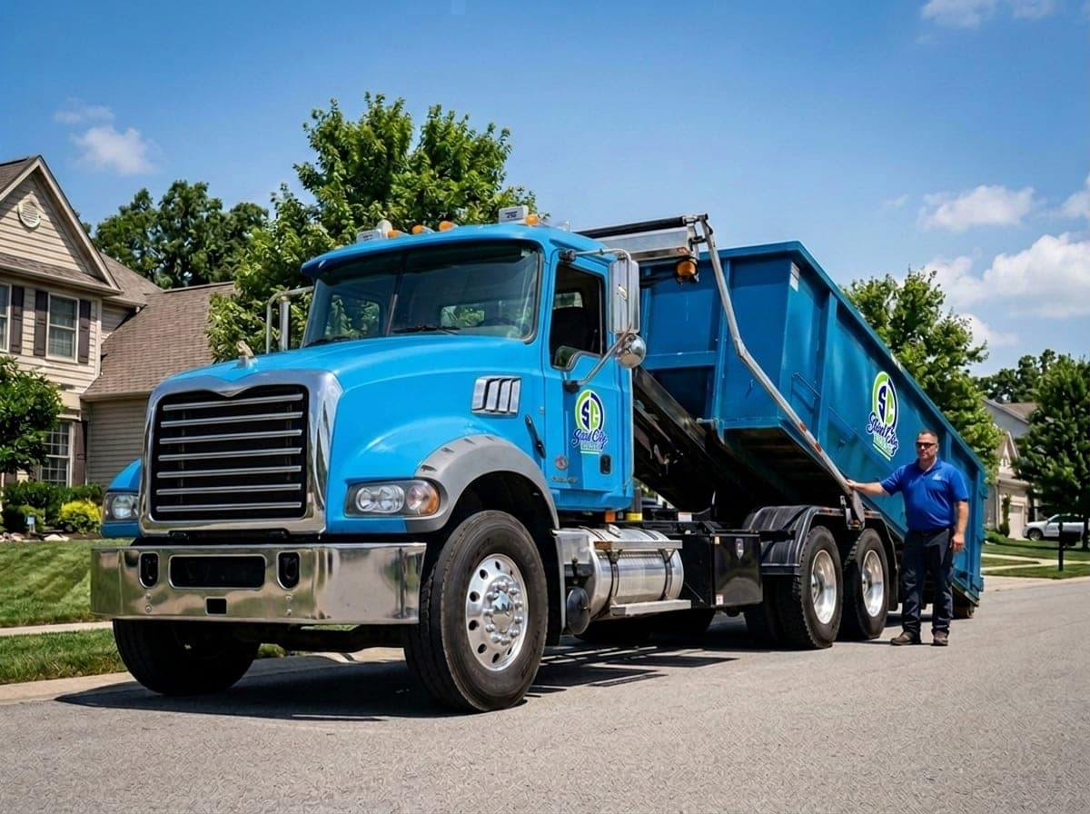 Dumpster rental on a residential property
