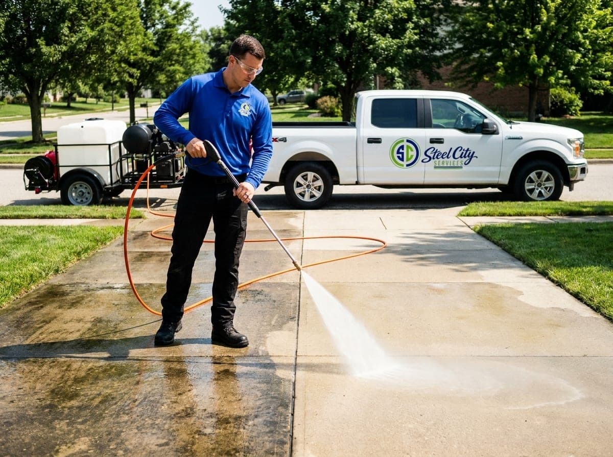 Power washing in action